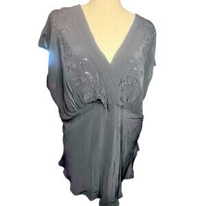 Y2K Whimsigoth Babydoll Embroidered Statement Top 22/24 Fairy Grunge Going Out